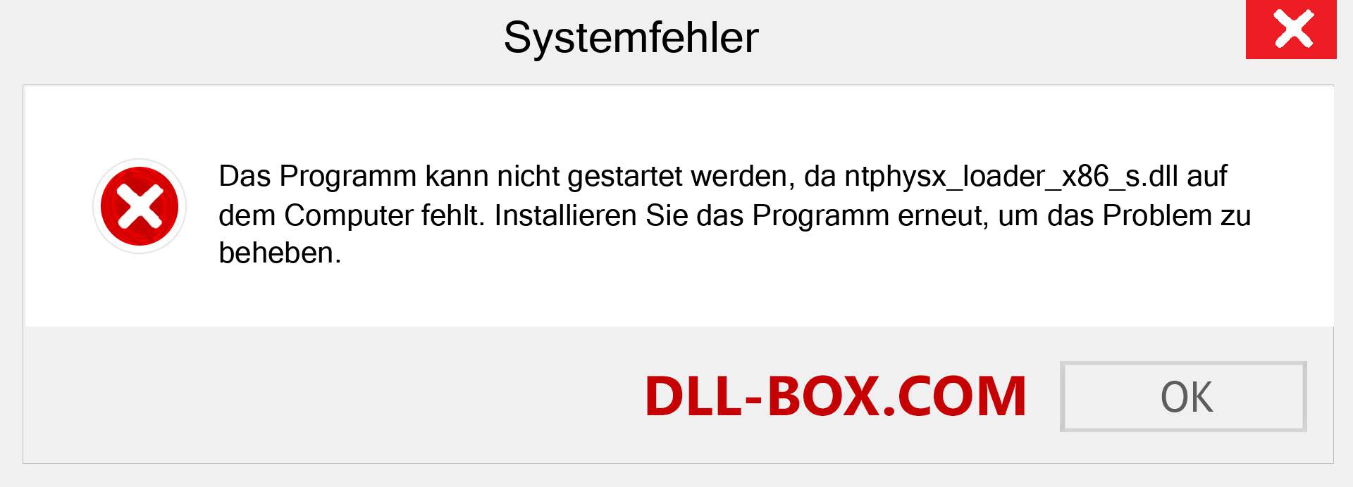 ntphysx_loader_x86_s.dll-Datei fehlt?. Download für Windows 7, 8, 10 - Fix ntphysx_loader_x86_s dll Missing Error unter Windows, Fotos, Bildern